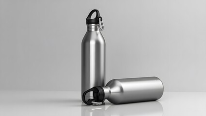 Two Stainless Steel Water Bottle Mockup 