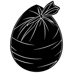 Chocolate egg wrapped in foil silhouette vector illustration