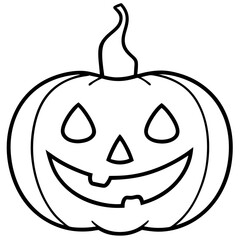 Classic Jack o lantern with a candle inside line  art vector illustration