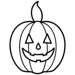 Classic Jack o lantern with a candle inside line  art vector illustration