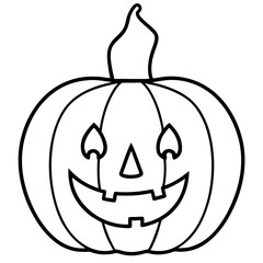 Classic Jack o lantern with a candle inside line  art vector illustration