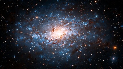 Fototapeta premium Spiral galaxy with bright core and blue arms. (1)