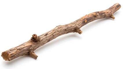 Decorative Wooden Branch with a Natural Texture, Isolated on a White Background, ideal for natural home decor, Professional Organic Home Decor Stock Photo