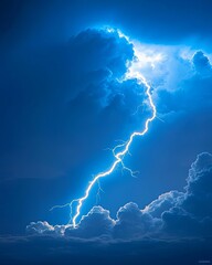 A striking image of lightning illuminating dark storm clouds in a dramatic sky.