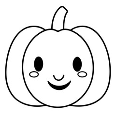 Cute kawaii style pumpkin face line art vector illustration