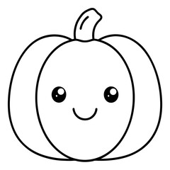 Cute kawaii style pumpkin face line art vector illustration