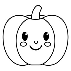 Cute kawaii style pumpkin face line art vector illustration