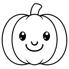 Cute kawaii style pumpkin face line art vector illustration