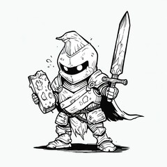 Hungry Knight: A Chibi-Style Knight Enjoying a Slice of Pizza