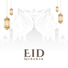 Islamic greeting Eid Mubarak card design.