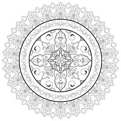 Mandala lines, abstract flowers circle for coloring book
