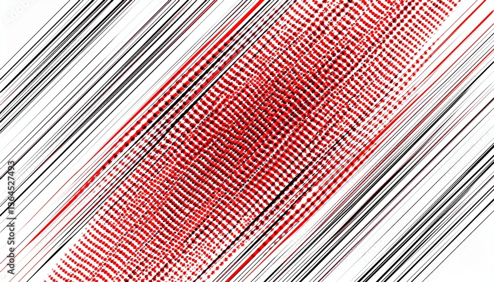 Aufkleber abstract modern red, black dots pattern with lines diagonally on white background. generated image