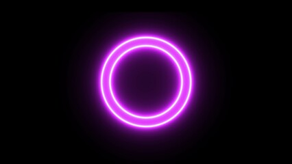 Neon circle icon on black background. Abstract electric pink color line circle illustration.