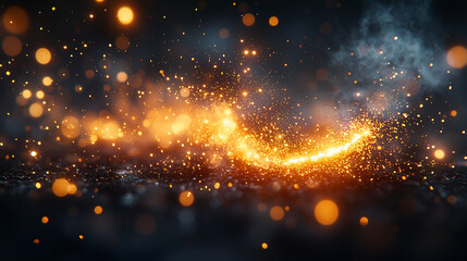 Fototapeta premium Abstract fiery curve on dark surface