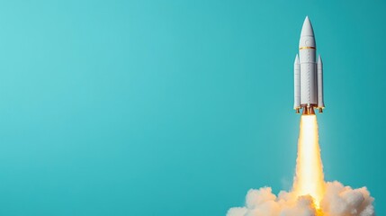 Obraz premium Rocket Launch: A Stunning Visual of Space Exploration and Technological Advancement