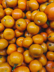 Close-up of fresh mandarin oranges, bright color and healthy