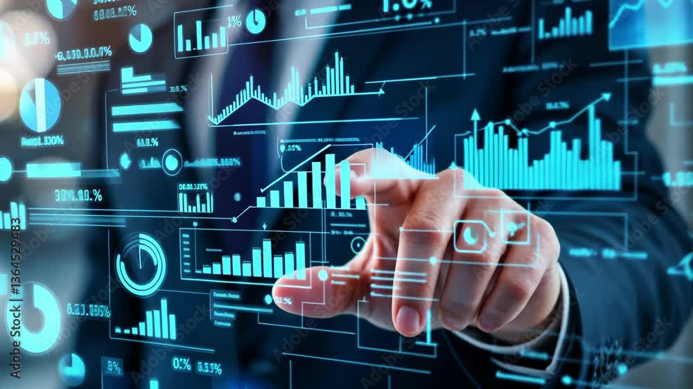 Poster interactive data analysis with futuristic virtual interface enhances business insights