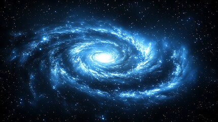 Stunning spiral galaxy in deep space, glowing blue.