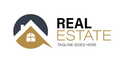 Black Gold Real Estate Logo. Construction Architecture Building Logo Design Template Element