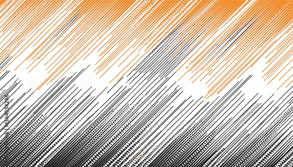Poster abstract modern orange, black dots pattern with lines diagonally on white background. generated imag
