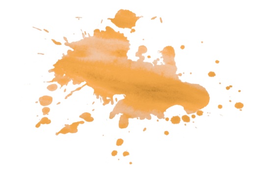 orange brush paint stain isolated on transparent background