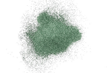 Green glitter powder isolated on transparent background
