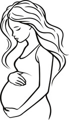 pregnant woman vector outline silhouette