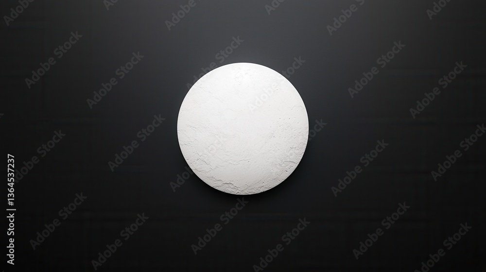 Aufkleber white textured circle on a dark background abstract design element for modern minimalist art project