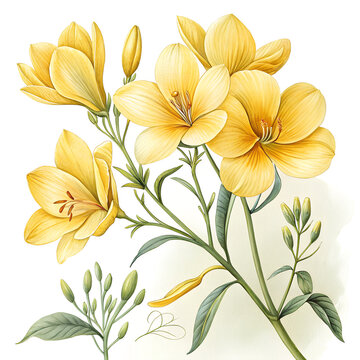 vintage flower illustrations white background yellow floer illustration