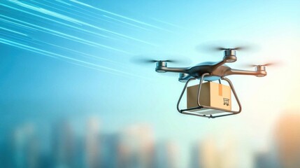 Drone delivery service revolutionizing urban shipping cityscape digital image aerial view innovation