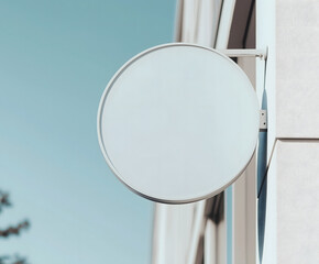 Blank circle Billboard on the Street with Empty Space and Silver Frame