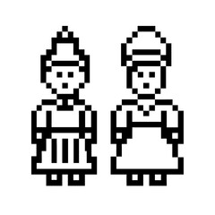 Fototapeta premium A boy and a girl stand in national costumes. Vector