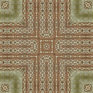 Traditional design with phulkari kalamkari motifs from Pakistan and Indian culture. Geometric ethnic floral pattern for carpet dupatta batik embroidery. Panjabi Digital print as boho Aztec texture art