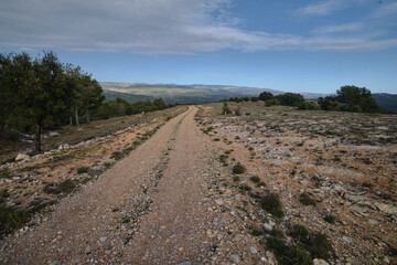 Rocky road for cars in the mountains