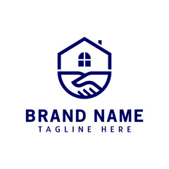 Deal home logo design and element with handshake