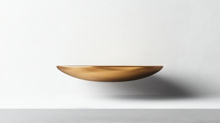 Gold bowl, floating on a white surface