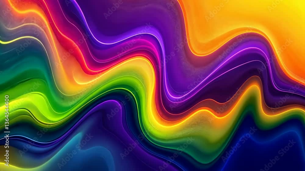Poster vibrant abstract fluid motion with dynamic color waves and smooth transitions