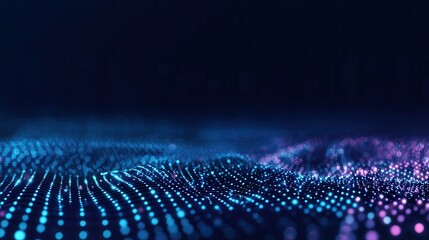 Fototapeta premium Futuristic and abstract background with a dynamic wave of glowing particles and digital data visualization Conceptual image representing technology science