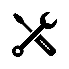 Repair icon. Wrench and screwdriver crossed in solid style
