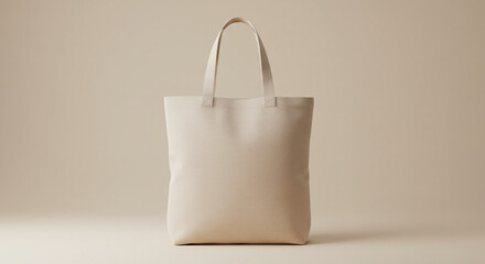 Minimalist Beige Cotton Tote Bag for Branding mockup
