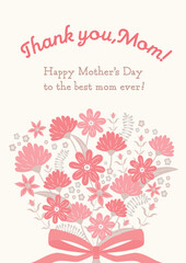 母の日のカーネーションブーケ：かわいい手書きカード_花束イラストバナー背景