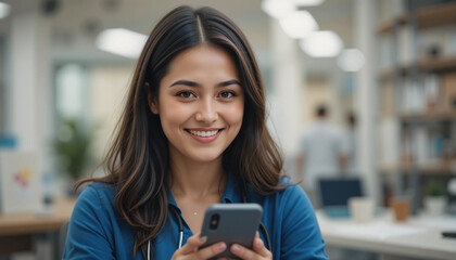 Fototapeta premium young woman texting on mobile phone