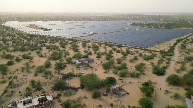 Large solar farm in a desert 