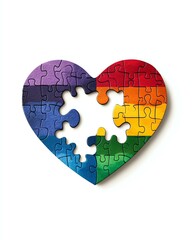 love lgbtq valentine A colorful jigsaw puzzle in the shape of a heart, symbolizing love, diversity, and inclusion within the LGBTQ+ community.