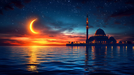Obraz premium Beautiful Blue Mosque in Istanbul at sunset or night