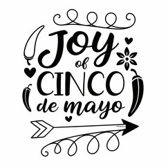 Joy of Cinco de Mayo Celebration: Festive Hand-Lettered Design with Chili Peppers and Arrow