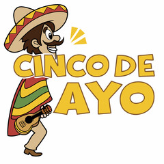 Cinco De Mayo Celebration: Cartoon Musician with Guitar