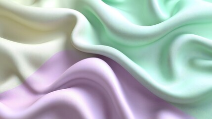 Obraz premium Elegant Pastel Fabric Drape Soft Lavender Mint Green and Cream Silk Texture