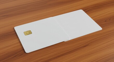 Blank white chip cards on wood