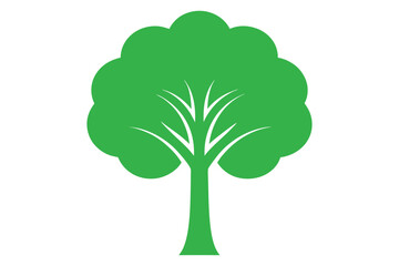 Green tree vector illustration with leaves and branches on a white background